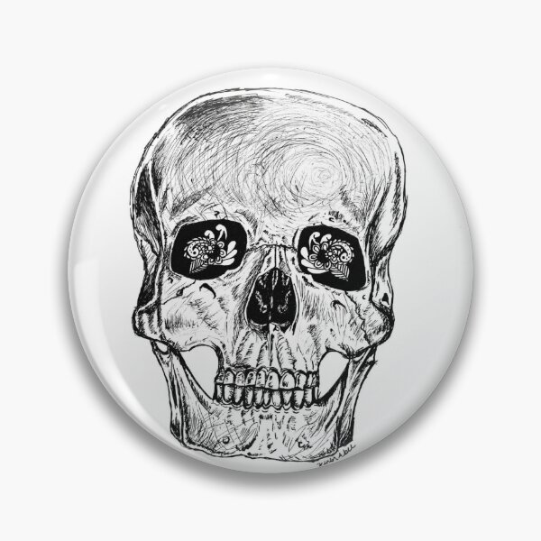 Item preview, Ink Skull with Flower Eyes designed and sold by superbloomkir.