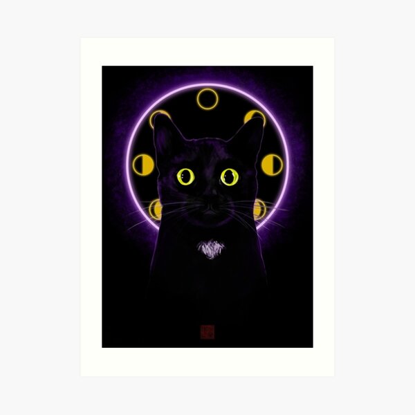 Witching Hour Black Cat Art Print