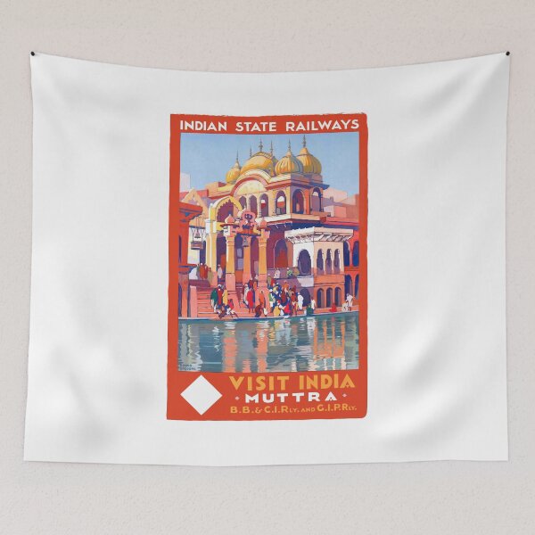 Item preview, 1928 VISIT INDIA Muttra Train Travel Poster designed and sold by retrographics.