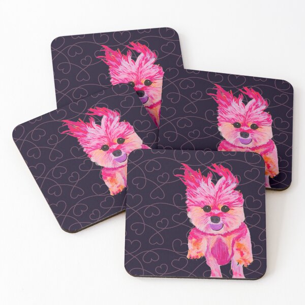 Item preview, I Love Luz the Chorkie over Pink Hearts with Black designed and sold by Amanda A. Anthony.