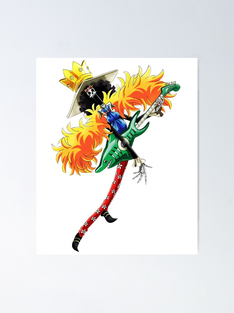 Soul King Brook One Piece Sticker Poster By Akledo Redbubble