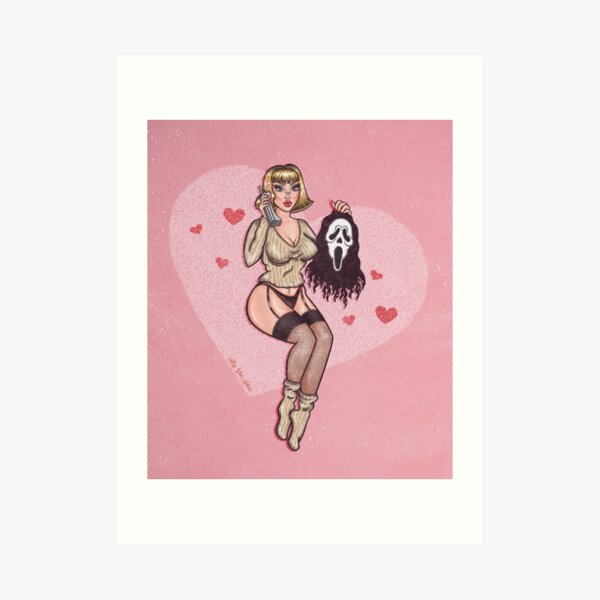 Casey Pinup Valentine - Scream mask Art Print