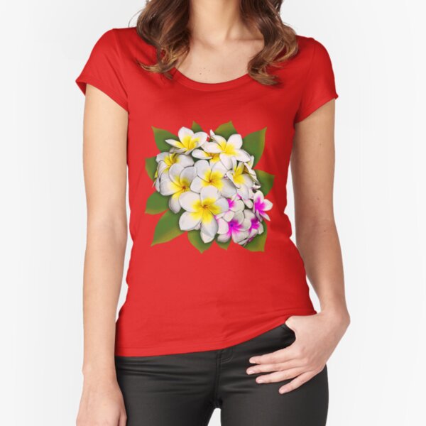 Plumeria Flowers Bouquet Fitted Scoop T-Shirt