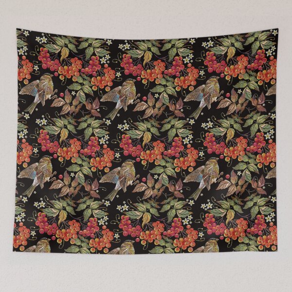 Item preview, Titmouse on a branch of mountain ash berry designed and sold by matrioshka.