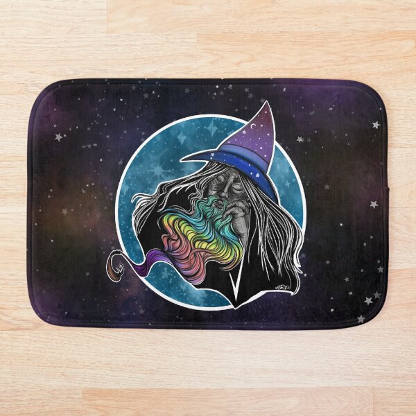 Rainbow Bearded Wizard Bath Mat