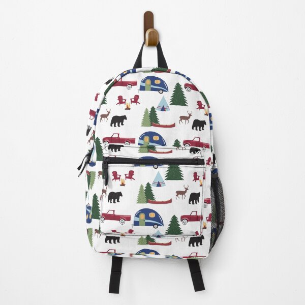 Item preview, Camping with Red Truck Black Bear Deer Canoe and Campfire designed and sold by phyllisdobbs.