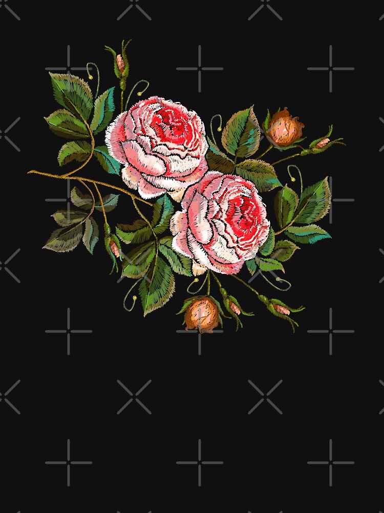 Roses embroidery flowers