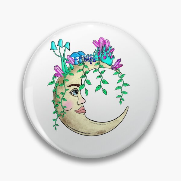 Item preview, Trippy Mushroom and Crystal Covered Moon Face designed and sold by halfbakedhanart.
