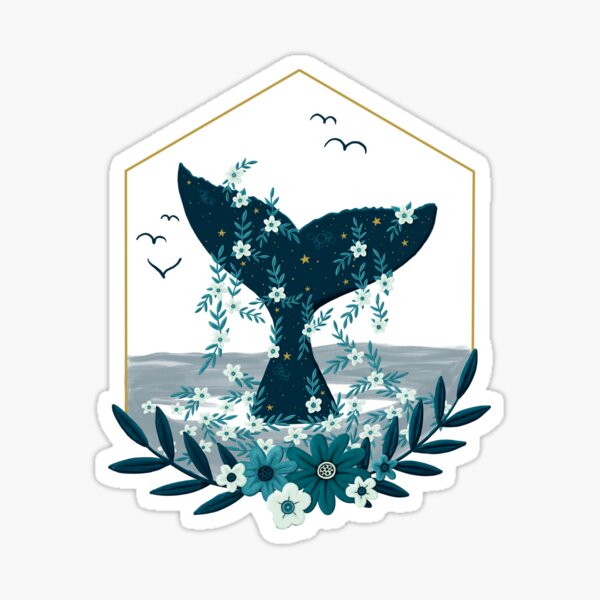 Floral Whale Tail Sticker