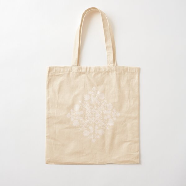 White and beige lace pattern Cotton Tote Bag