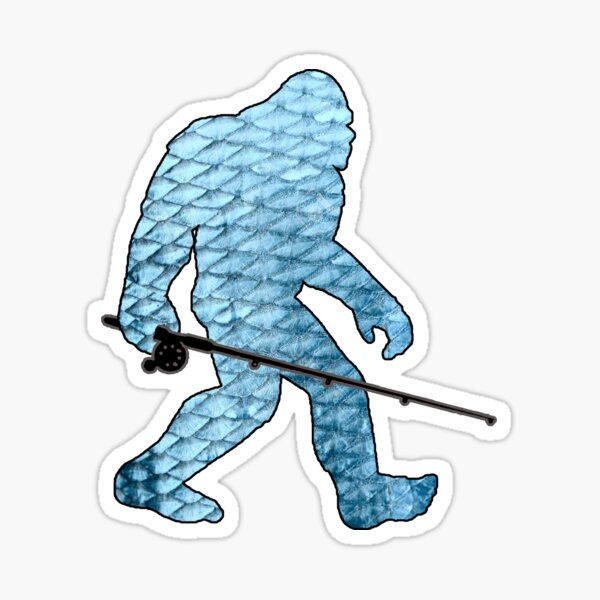 Muskie Fishing Sticker , Bigfoot Fishing Sticker , Fishing Sticker ,  Fishermen Sticker , Fishing Decal , Bigfoot Decal , Bigfoot Sticker 