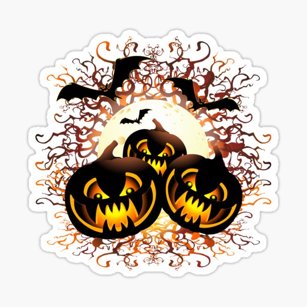 Black Evil Pumpkins Halloween Night Sticker