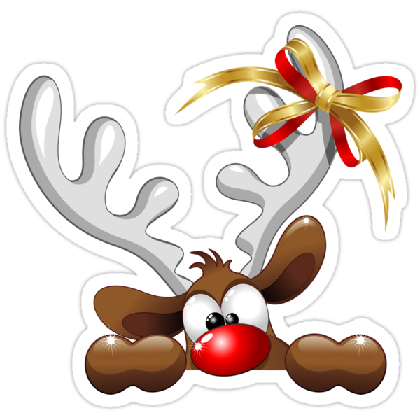 Funny Christmas Reindeer Cartoon Stickers By Bluedarkart Redbubble
