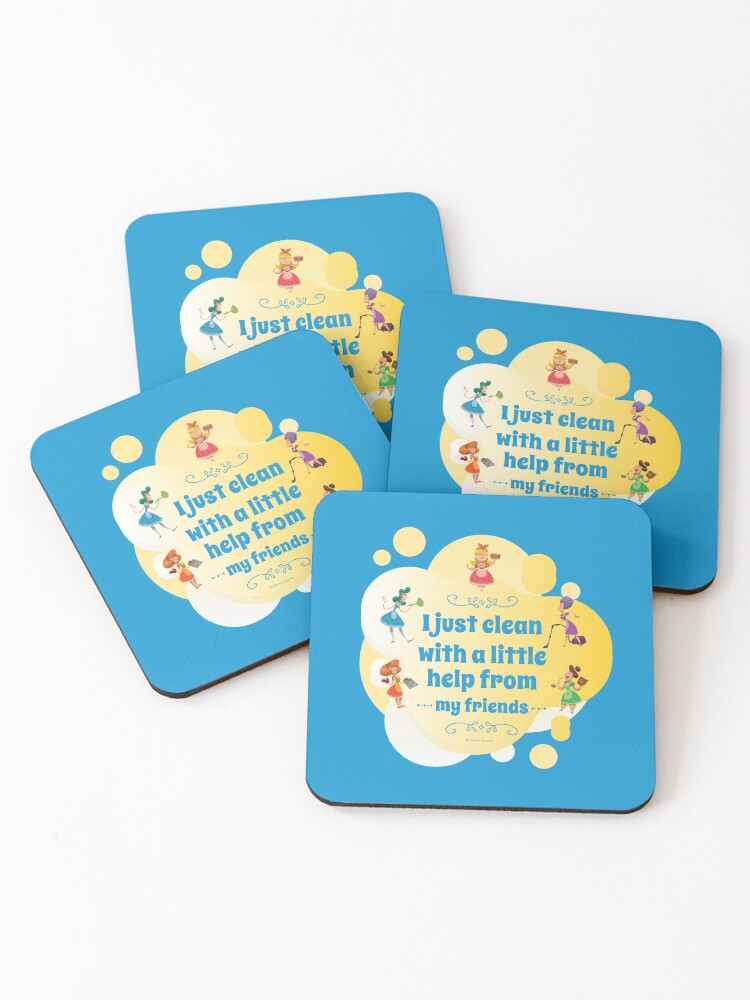 Thumbnail 1 of 5, Coasters (Set of 4), I Clean With a Little Help From My Friends, Cleaning Humor designed and sold by SavvyCleaner.