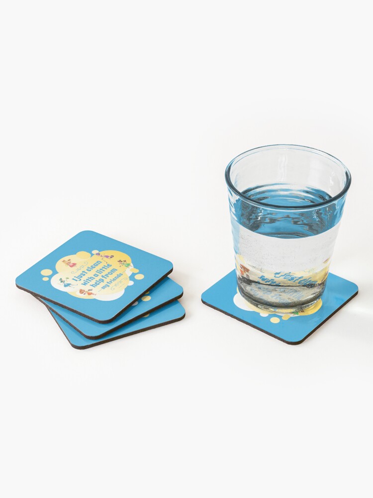 Thumbnail 2 of 5, Coasters (Set of 4), I Clean With a Little Help From My Friends, Cleaning Humor designed and sold by SavvyCleaner.