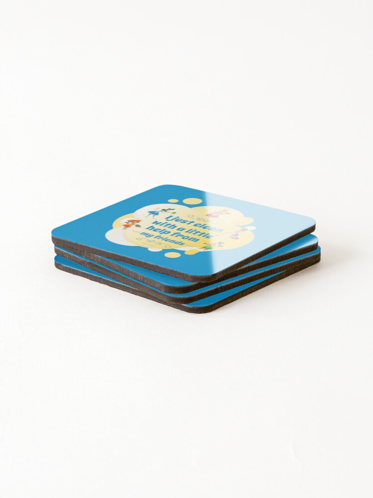 Thumbnail 4 of 5, Coasters (Set of 4), I Clean With a Little Help From My Friends, Cleaning Humor designed and sold by SavvyCleaner.