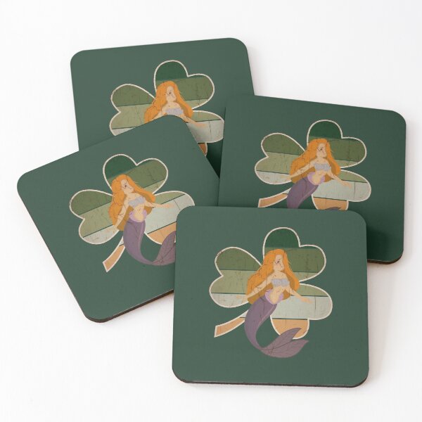 Item preview, St. Patricks Day Shamrock Retro Sunset Mermaid designed and sold by tpixx.