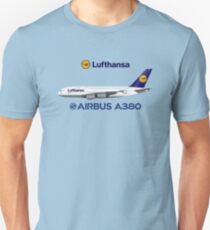 Illustration of Lufthansa Airbus A380 - Blue Version Unisex T-Shirt