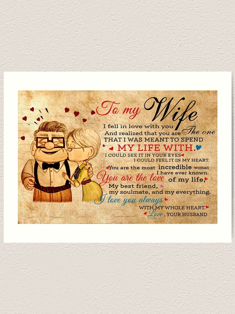 Carl and Ellie To My Wife I Love You Always With My Whole Heart, Valentines  Gift For Wife | Art Print