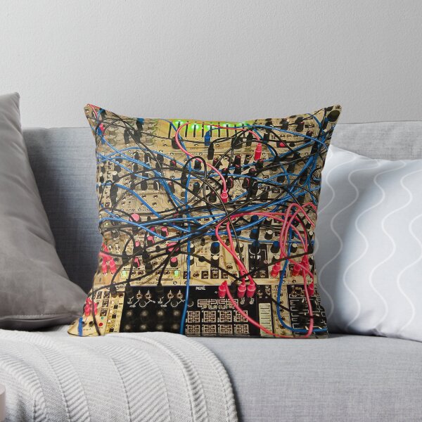 Synthesizer Control Panel Cable Maze Throw Pillow