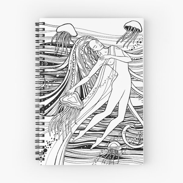 Item preview, Woman with jellyfish into the ocean. Beautiful girl and waves and space universe. Mermaid.  designed and sold by Mehendra.