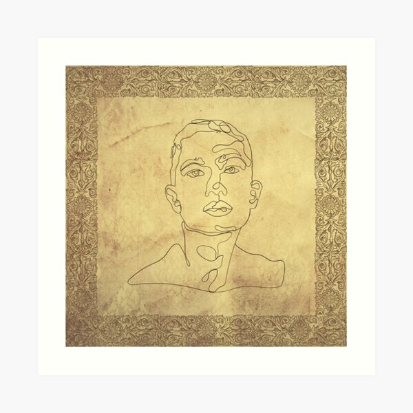 Antique - Monoline Man - Line art Art Print