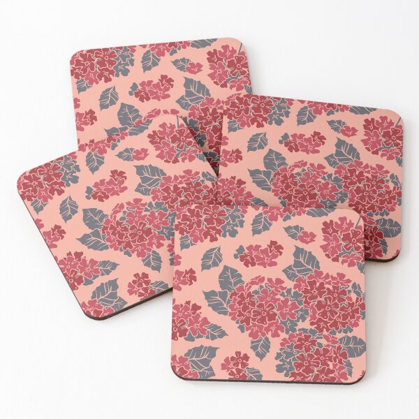 Item preview, Pretty and bright pink hydrangea flowers.  Floral pattern designed and sold by lents.