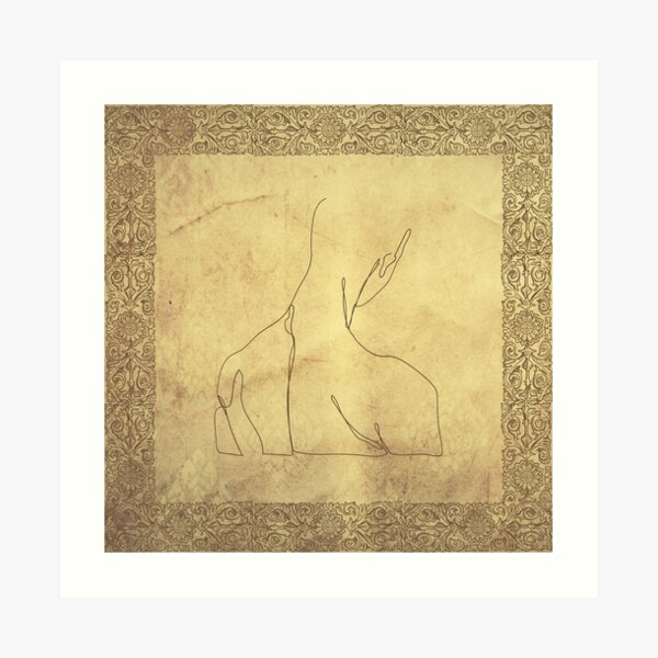 Antique - Monoline Man - Line art Art Print