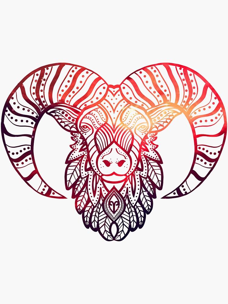 Red Aries Ram Animal Astrology Sign" for Sale | Redbubble