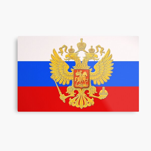 Russia flag ensign coat of arms with eagle Metal Print by Mapeti