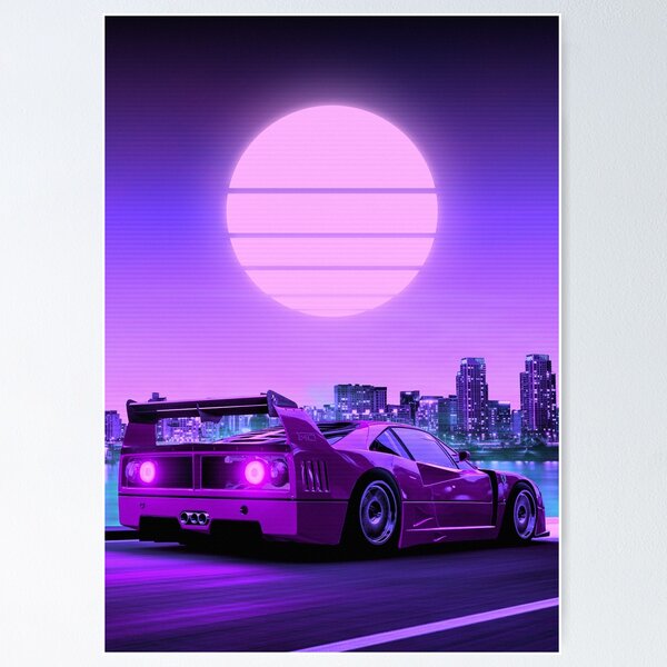 Poster Ferrari F40 - Vintage Style Pitigliano