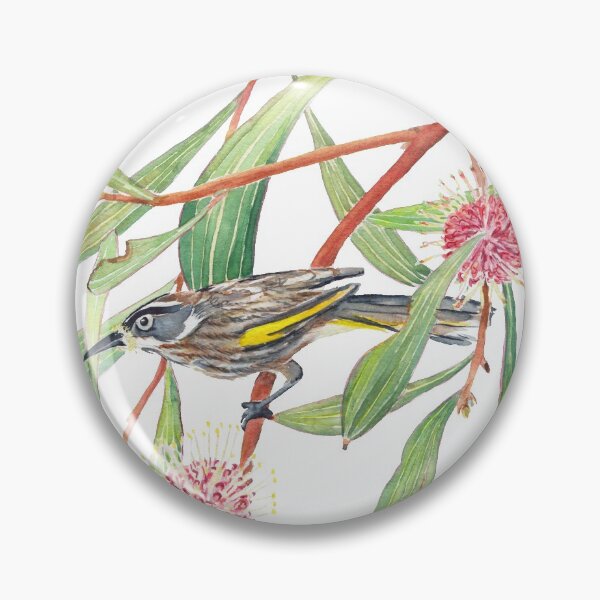 Item preview, New Holland Honeyeater and Hakea Laurina watercolour designed and sold by Zoya Makarova.