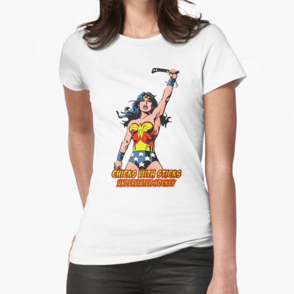Underwater Hockey Chicks With Sticks Fitted T-Shirt