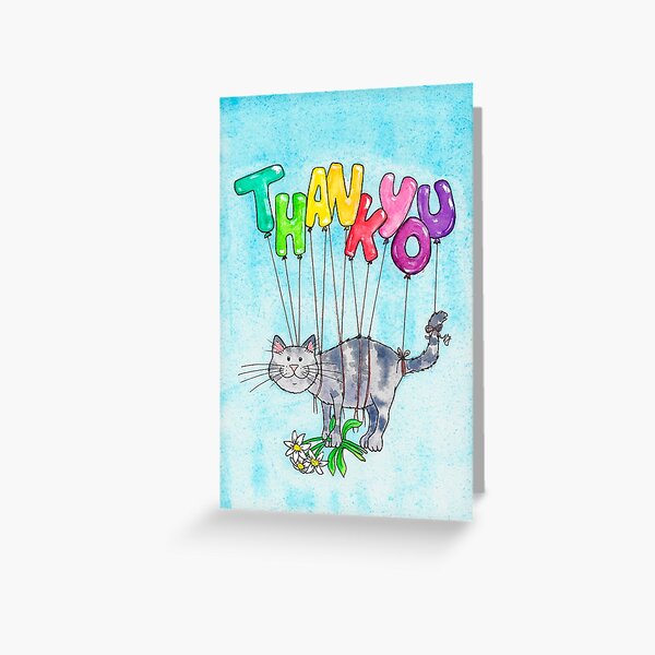 Item preview, Thank you cat on blue background designed and sold by nicolejanes.