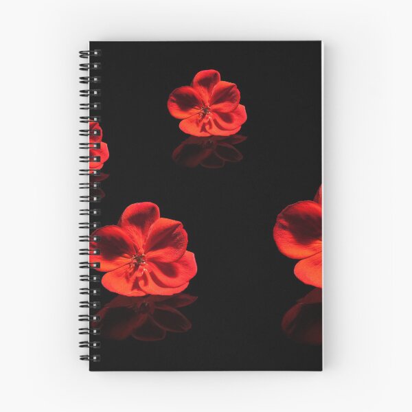 Item preview, Four Red Geranium Flowers on Black Background designed and sold by digoarpi.