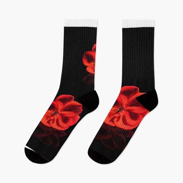 Item preview, Four Red Geranium Flowers on Black Background designed and sold by digoarpi.