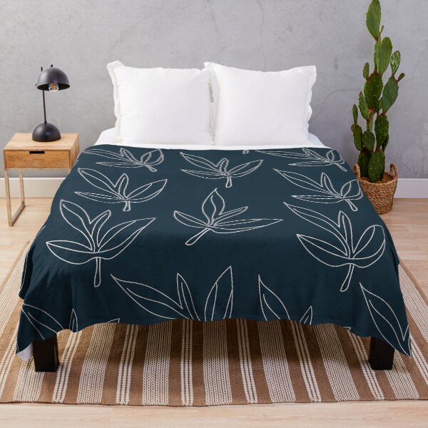 Item preview, Minimal Line Art Leaf Pattern Blue designed and sold by technicolorable_art.