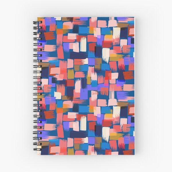 Item preview, Patchwork of paint strokes in pink on blue designed and sold by appleyards.