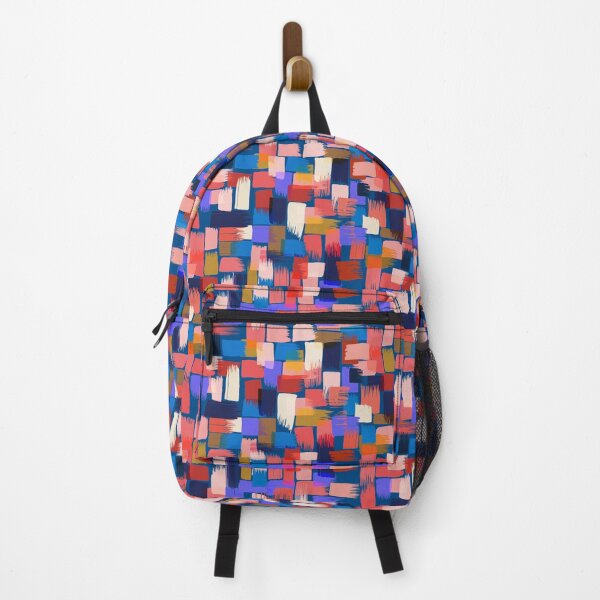 Item preview, Patchwork of paint strokes in pink on blue designed and sold by appleyards.