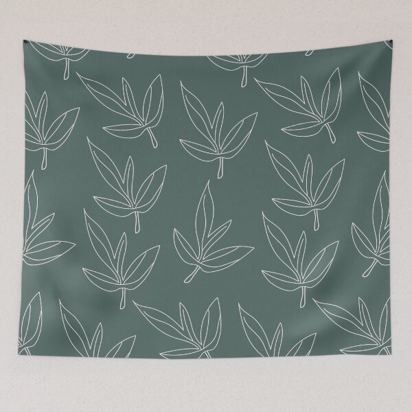 Item preview, Minimal Line Art Leaf Pattern Green designed and sold by technicolorable_art.
