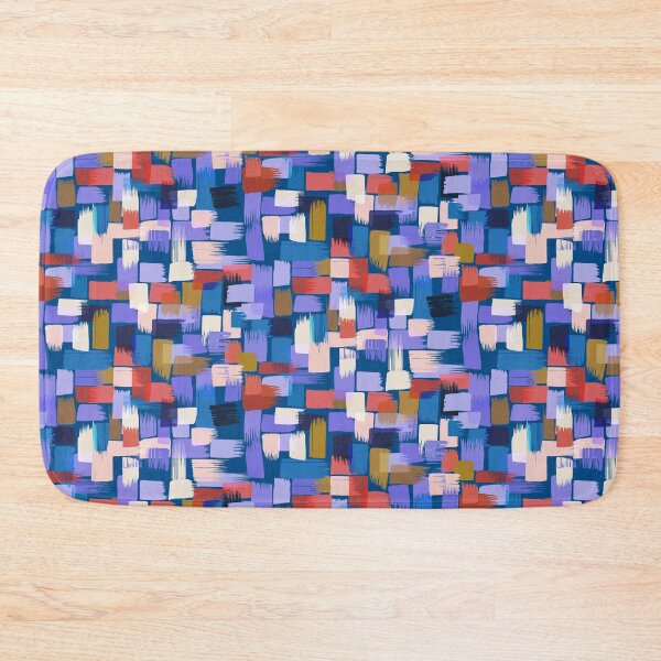Item preview, Patchwork of paint strokes in lilac on blue designed and sold by appleyards.