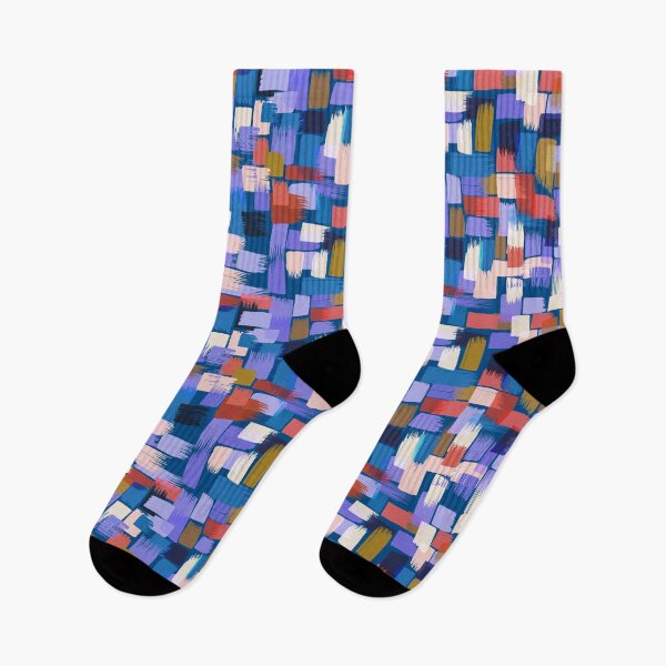Item preview, Patchwork of paint strokes in lilac on blue designed and sold by appleyards.