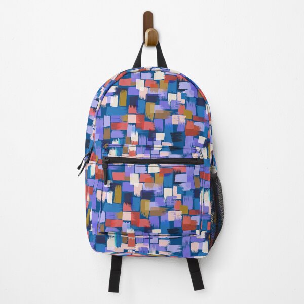 Item preview, Patchwork of paint strokes in lilac on blue designed and sold by appleyards.