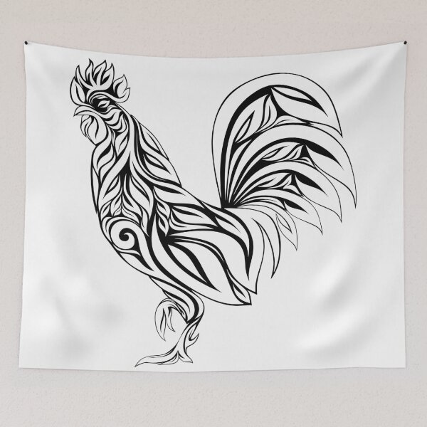 Item preview, White Line Rooster Art designed and sold by JTS STORE.