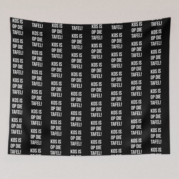 Item preview, Kos is op die tafel, white text designed and sold by FunkiFunki.