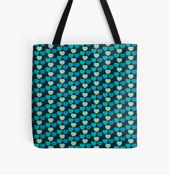 Valentines Day seamless background with blue and green hearts. All Over Print Tote Bag
