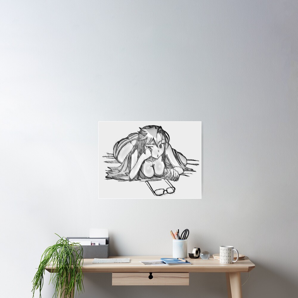 "Nerdy Bikini girl black and white" Poster for Sale by pencildraw Redbubble