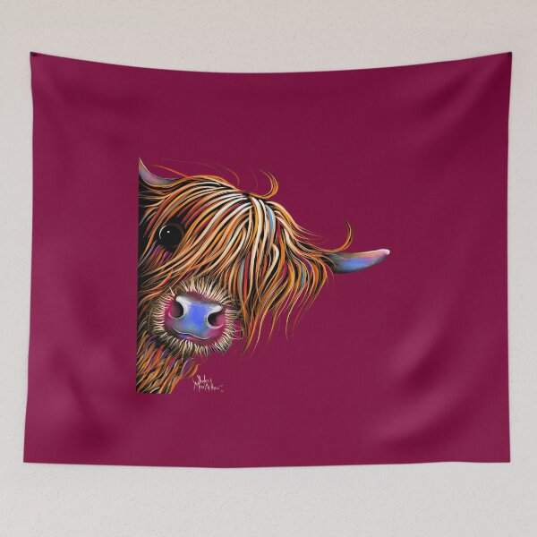 Item preview, HiGHLaND CoW PRiNT SCoTTiSH ' SuGaR LuMP oN MaGeNTa ‘ BY SHiRLeY MacARTHuR designed and sold by Shirley MacArthur Art.