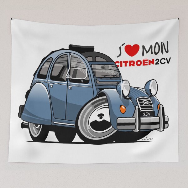 Item preview, Citroën 2CV caricature blue designed and sold by car2oonz.