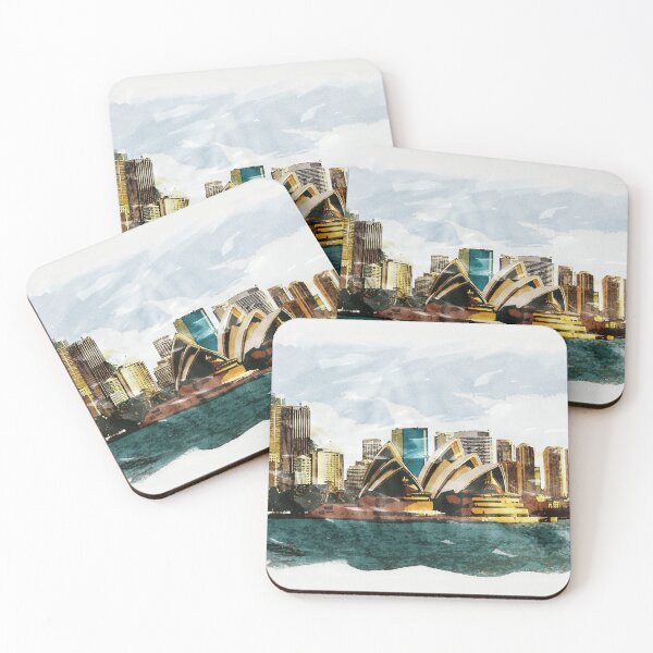 Item preview, Sydney Australia Opera House Waterfront Watercolor Travel Painting designed and sold by Naumovski.